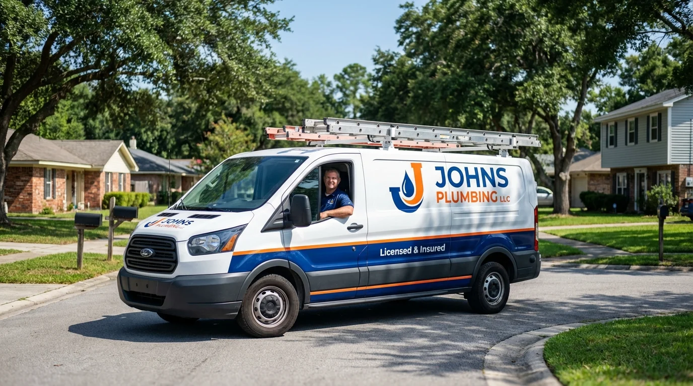 Johns Plumbing LLC service van in Athens, OH