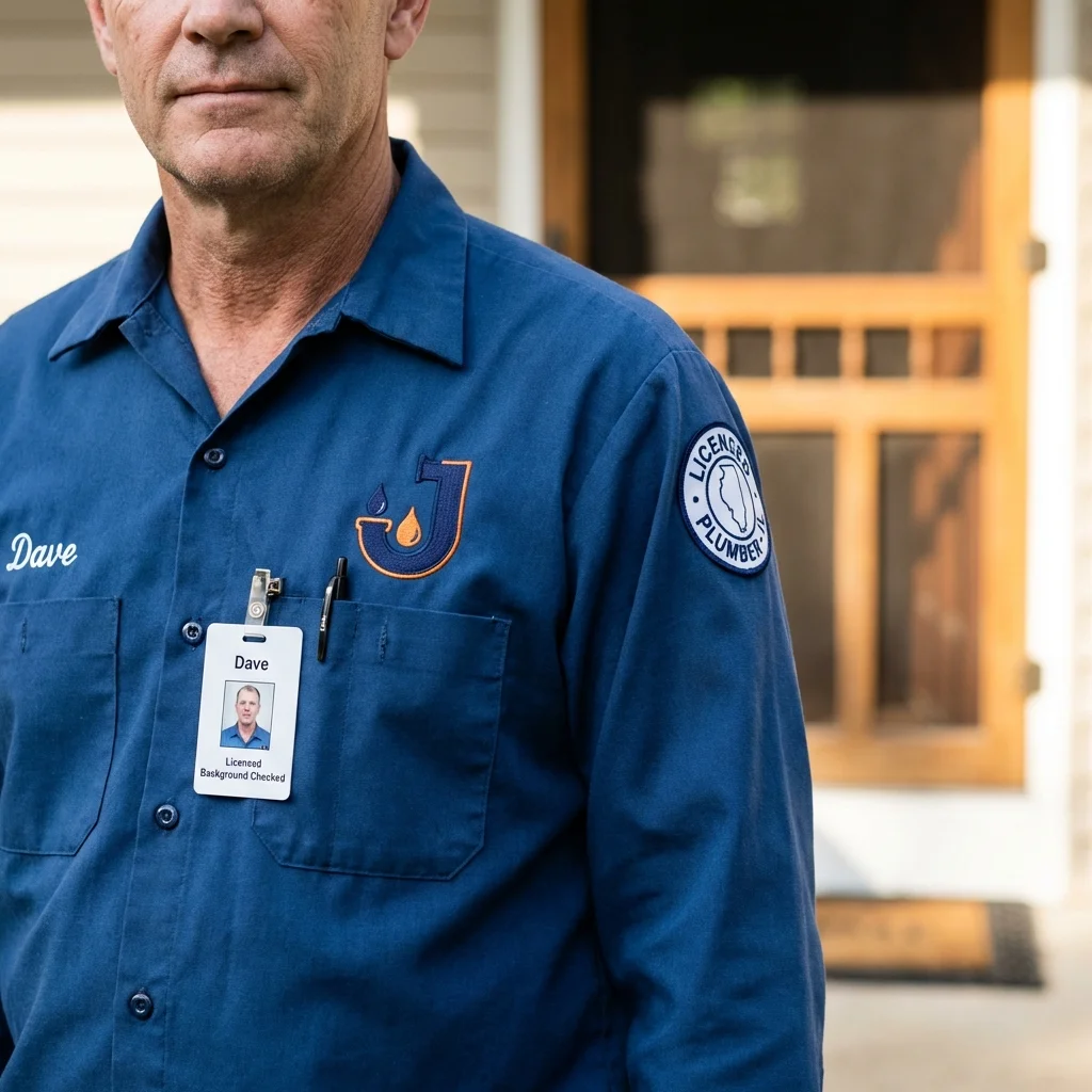 Licensed plumber showing ID badge in Athens, OH
