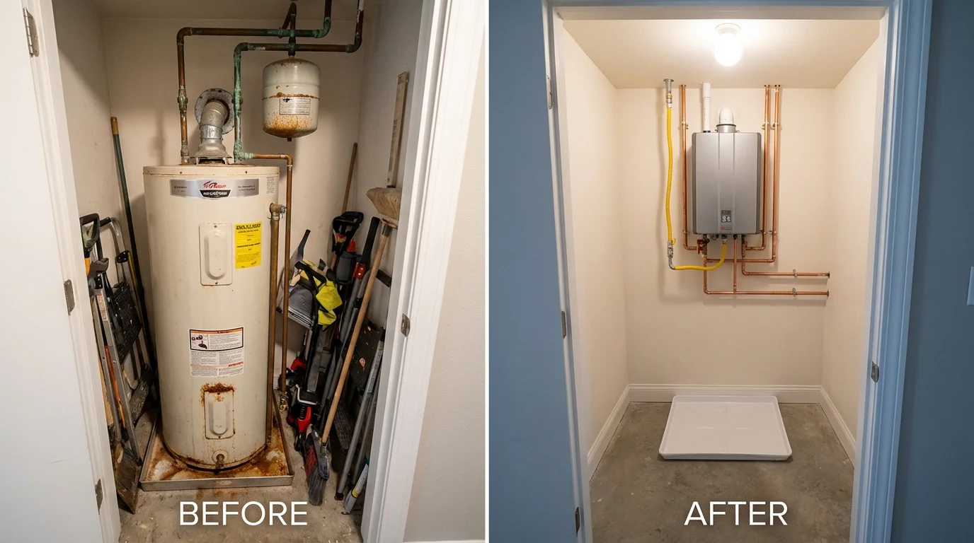 Tank water heater versus wall-mounted tankless unit comparison for Athens, OH homeowners